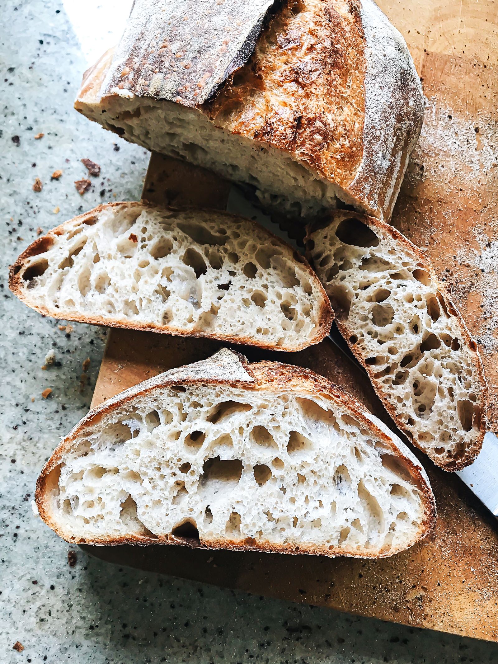Mie ouverte d'un pain au grand épeautre