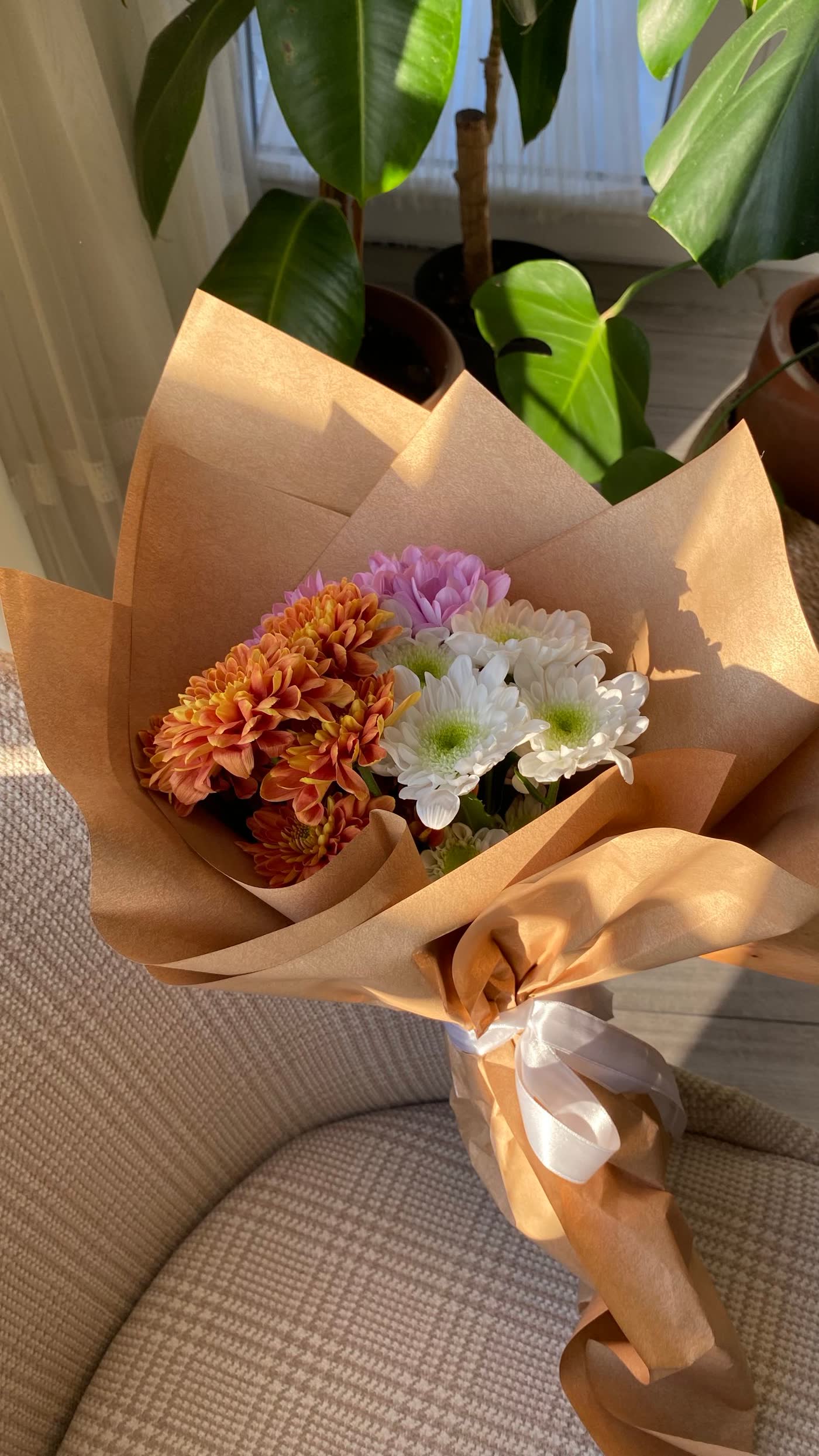 Bouquet du marché en papier kraft