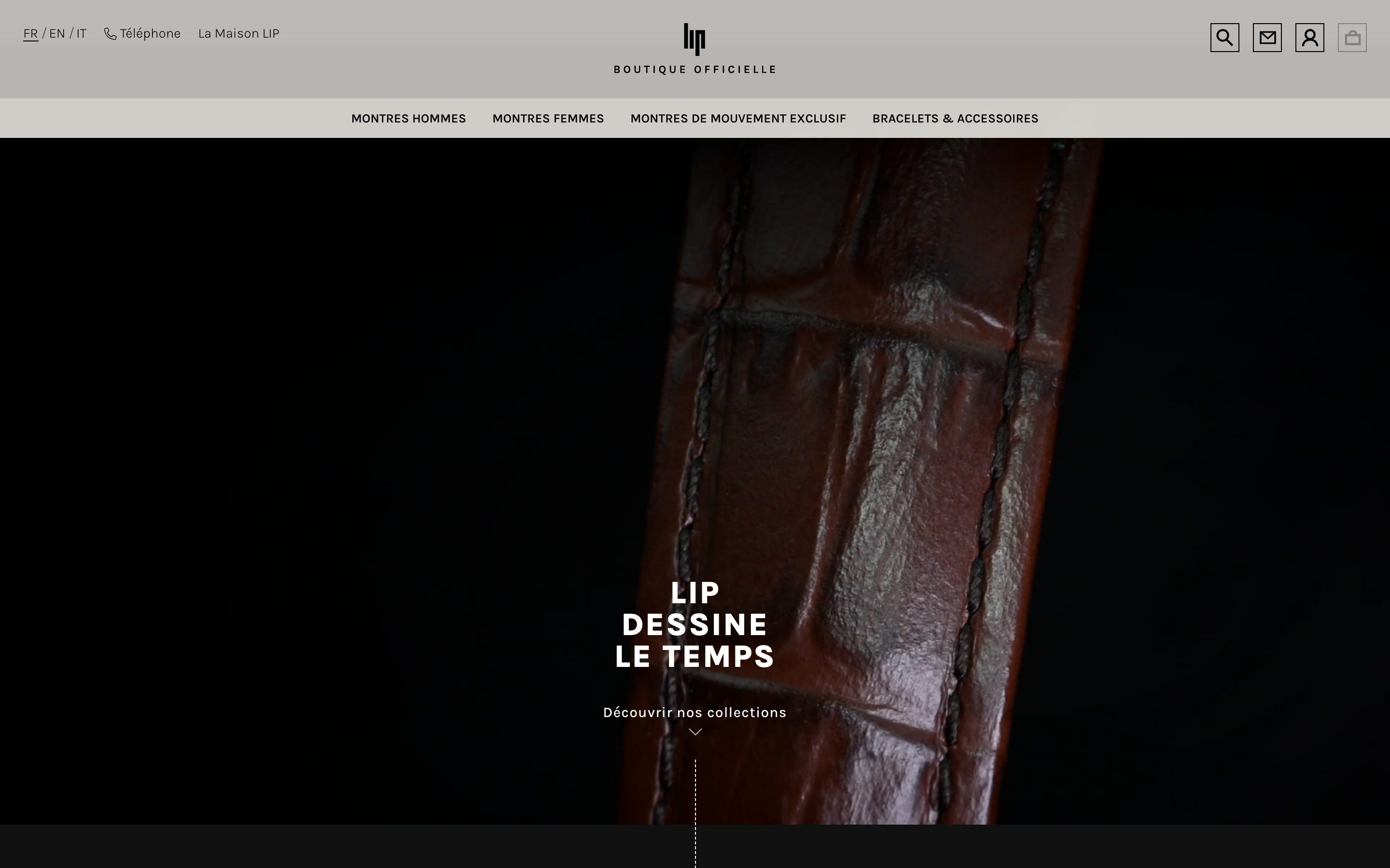Capture du site e-commerce Montres LIP