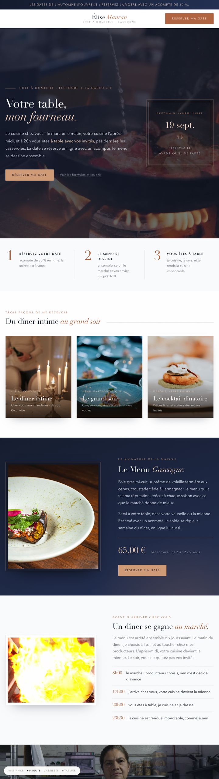 Démonstration chef à domicile Élise Mauran