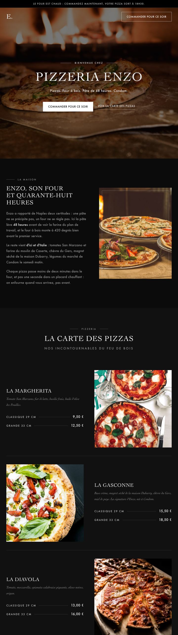 Démonstration pizzeria, Pizzeria Enzo