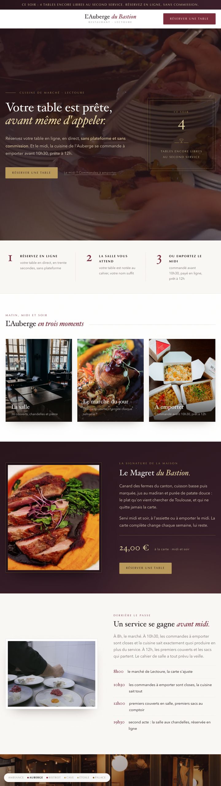 Démonstration restaurant, L'Auberge du Bastion